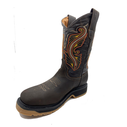 🔥 PHEMUNA – Botas de Trabajo Punta Cuadrada Color Cafe con Casco de Acero 🔥