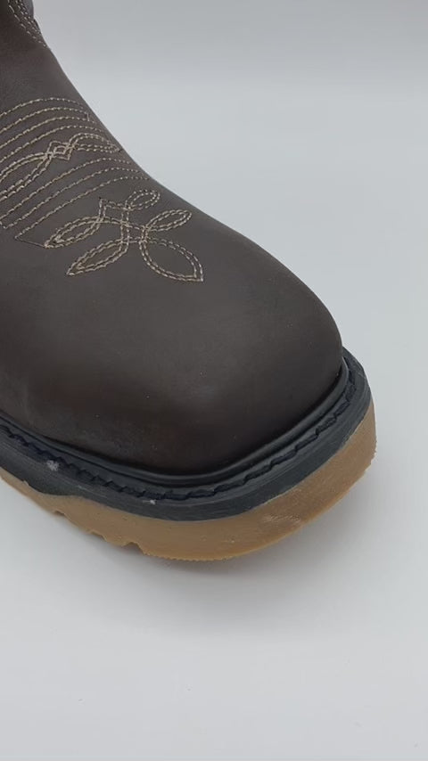 🔥 PHEMUNA – Botas de Trabajo Punta Cuadrada Color Cafe con Casco de Acero 🔥